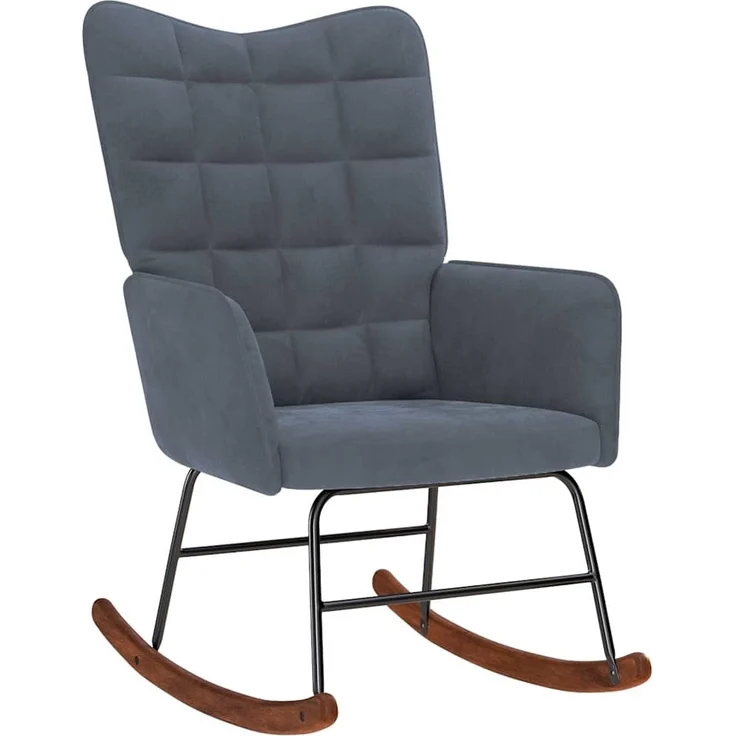 vidaXL Schaukelstuhl mit Hocker Dunkelgrau Samt 4016844 – Bild 3