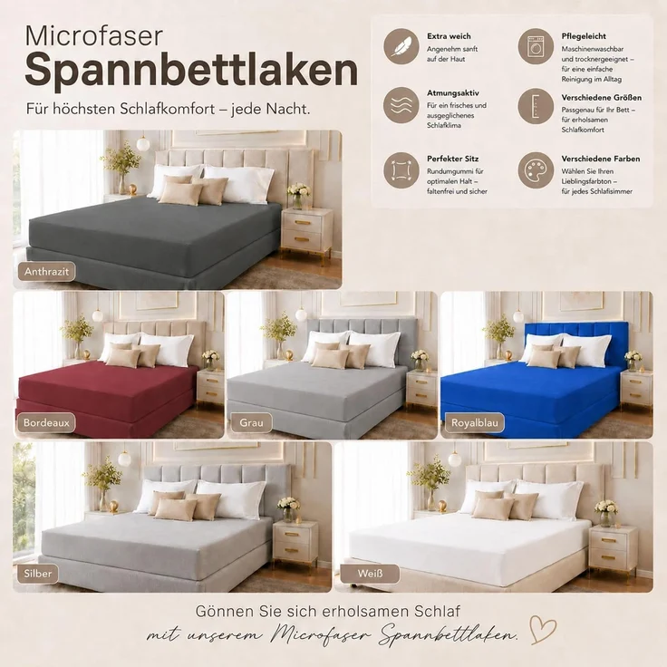 Microfaser Spannbettlaken - Spannbetttuch 90-100x200 cm - Atmungsaktiv, Knitterfrei & Pflegeleicht – OEKO-TEX Bettlaken mit Rundumgummi - Royalblau – Bild 8