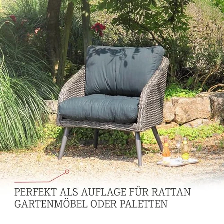 Beo Sitzkissen 50x50 cm wasserabweisend für Lounge Gartenmöbel | Made in EU Lounge-Kissen Anthrazit | Stuhlkissen mit hoher Lichtechtigkeit - UV-Ausbleichschutz | Öko-Tex geprüft schadstofffrei – Bild 7