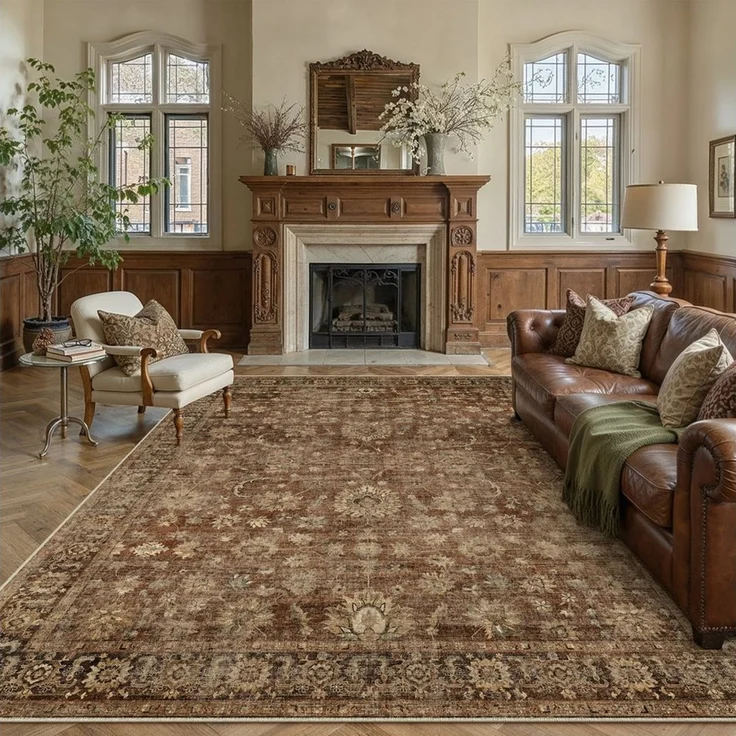 PURECOZY Teppich vintage-Stil, Kurzflor & Weich, waschbar & pflegeleicht, 120 x 180cm, Rechteckig, Höhe: 5 mm, geeignet für verschiedene Innenräume – Bild 1