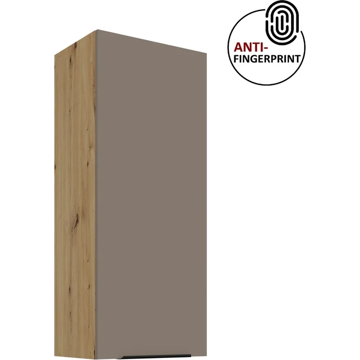 Küchen Hängeschrank 45 cm - Höhe 90 cm ARIA Sandgrau ultra matt + Eiche Artisan matt, hochwertige Fronten mit Anti Fingerprint Beschichtung Küchenzeile Küchenblock – Bild 1