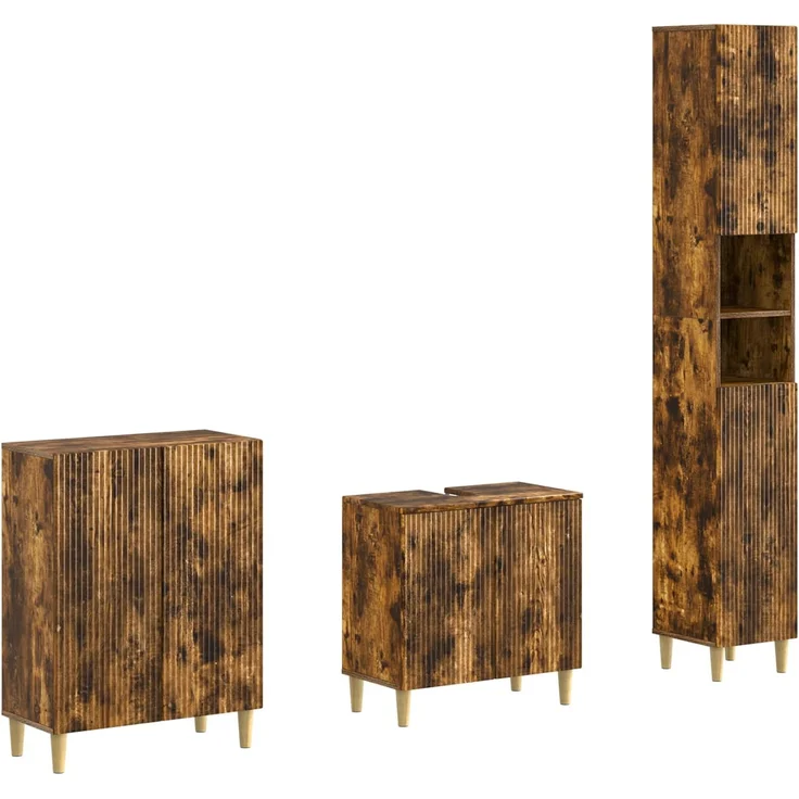 vidaXL 3-teiliges Badezimmer-Schranksystem ARNHEM Raucheiche 3417446 – Bild 2
