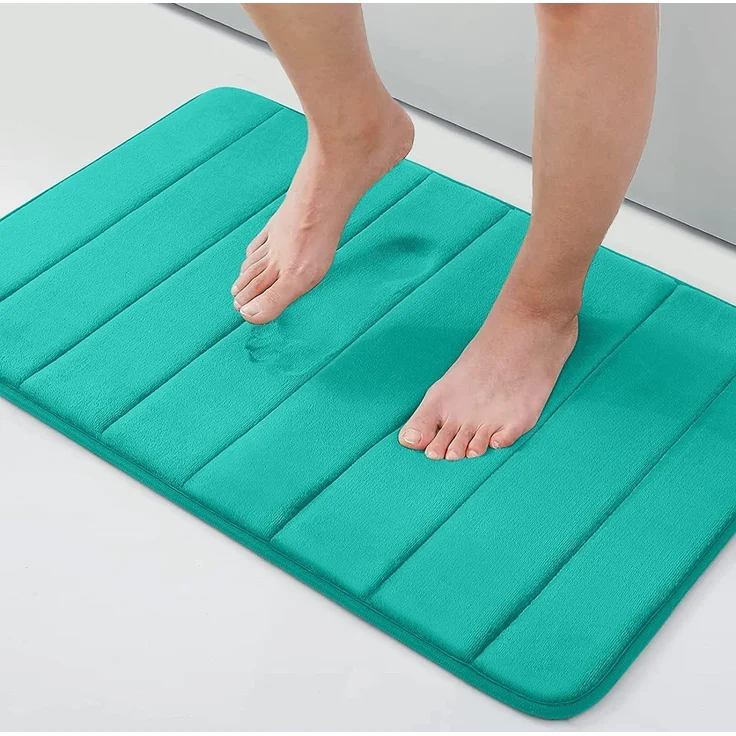Homaxy Memory Foam Badezimmer Badteppich Saugfähige Rutschfester Badvorleger Waschbar Badematte - 41x61 cm, Pfau Grün – Bild 1