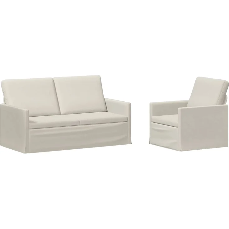 vidaXL Sofa-Set 2 pcs Creme Samt (V) 3433211 – Bild 1
