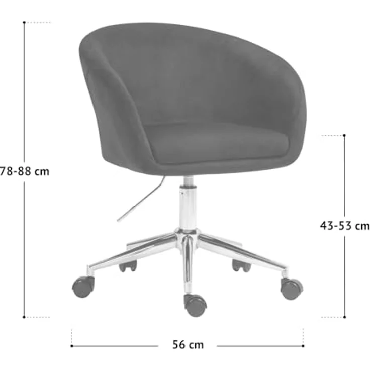 Svita Louisa Schreibtischstuhl, Blau, Rund, Drehkreuz, 360° drehbar, stufenlos höhenverstellbar, 56x88x56 cm – Bild 3