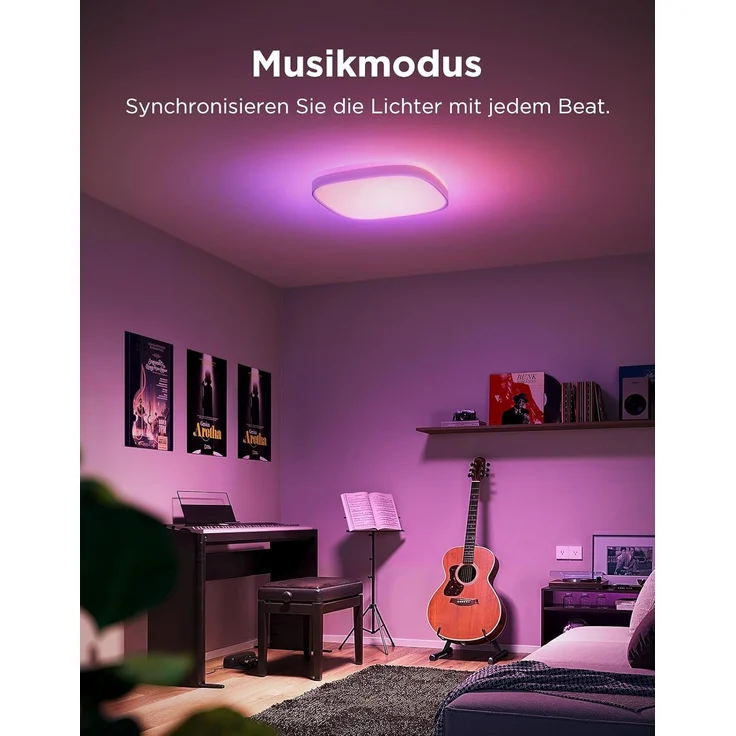 Govee Deckenlampe RGBIC Smart, 24W LED Deckenleuchte dimmbar, 2400LM Deckenlampe Schlafzimmer Kompatibel mit Matter, Alexa & Google Home mit 16 Millionen DIY Farben, für Wohnzimmer Küche Flur, 30cm – Bild 8