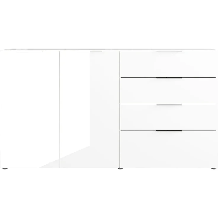 Sideboard Owingen / Oakland, Glas, Holzwerkstoff, Weiß, 184 x 102 x 42 cm – Bild 3