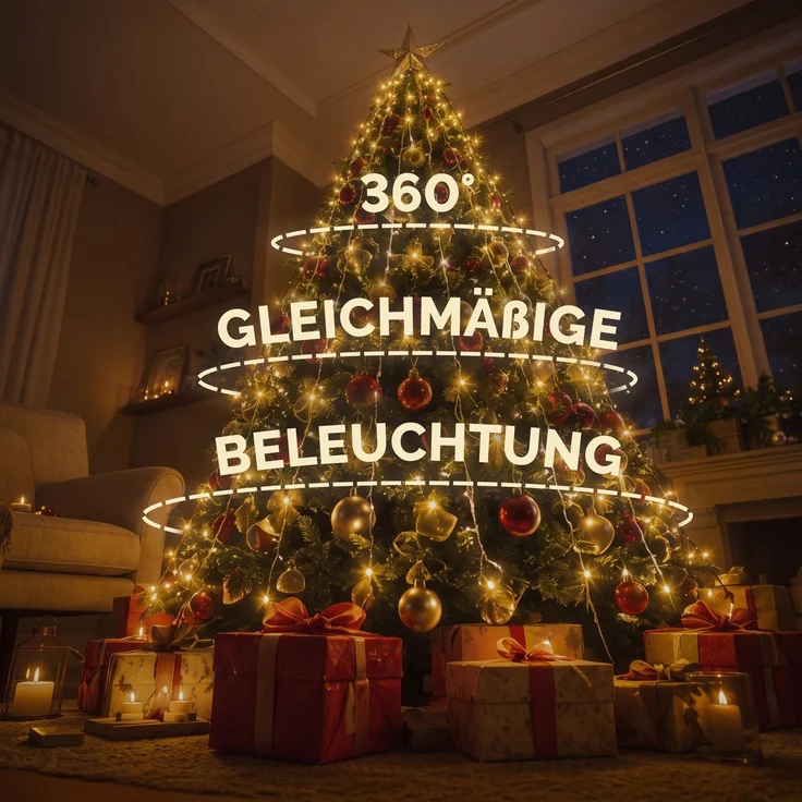 Monzana® Weihnachtsbaumbeleuchtung mit Ring 3m 640 LED Lichterkette – Bild 8