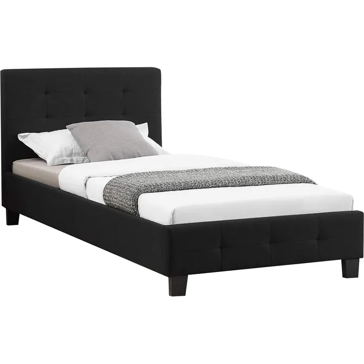 CARO-Möbel Polsterbett Ohio Bettgestell 90x200 cm Einzelbett Designbett inklusive Lattenrost Textilbezug in schwarz