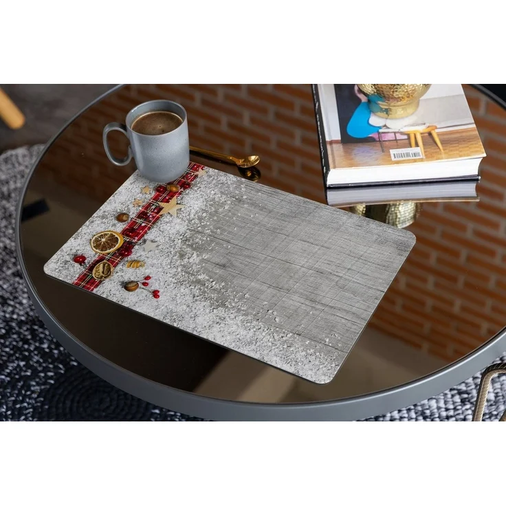 matches21 HOME & HOBBY Platzset Abwaschbare Tischsets 4er Set Weihnachten Deko & Holz, (4-St), Platzsets als Tisch-Untersetzer und Tisch-Deko für Esstisch Teller – Bild 2