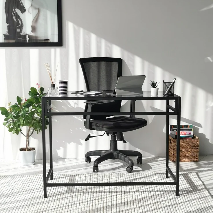 Skye Decor 'Network Çalışma Masası / 100x45cm M100F' Schreibtisch, Schwarz / Rauchgrau, 100 x 75 x 45 cm – Bild 3
