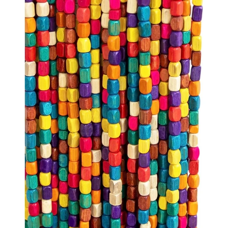 Spetebo Perlenvorhang Dekorativer Türvorhang im Retro Stil mit 31 Strängen 180x90 cm (1 St), Hakenaufhängung, halbtransparent, Holz, Holzperlenvorhang im Boho Chic Design – Bild 3