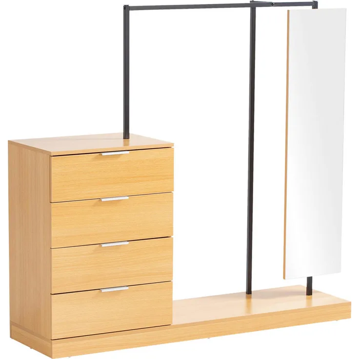 Livetastic Garderobe Eiche, Holzwerkstoff, stehend mit 4 Schubladen, 145x138x40.5 cm