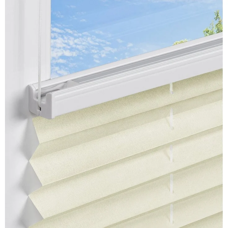 jalousiescout Plissee Pure Plissee Premium, 35x110 cm, creme, halbtransparent, ohne Bohren, verspannt, Klemmfix, Polyester-Stoff, blickdicht und lichtdurchlässig – Bild 2