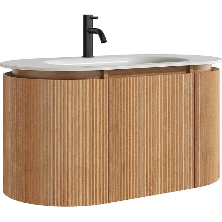 Vente-unique - LILIKO Waschbeckenmöbel Holz, Platte Beige - B 50 cm x H 46 cm x L 90 cm – Bild 3