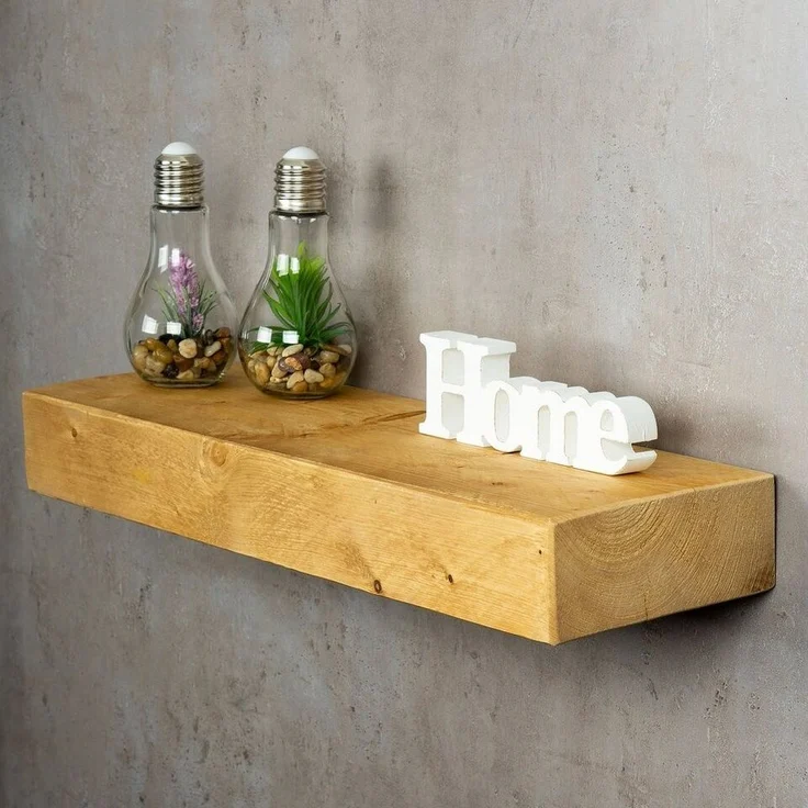 Levandeo® Wandregal, levandeo Wandregal Holz Massiv 60x20cm Eiche Farbig Wandboard Regal – Bild 5
