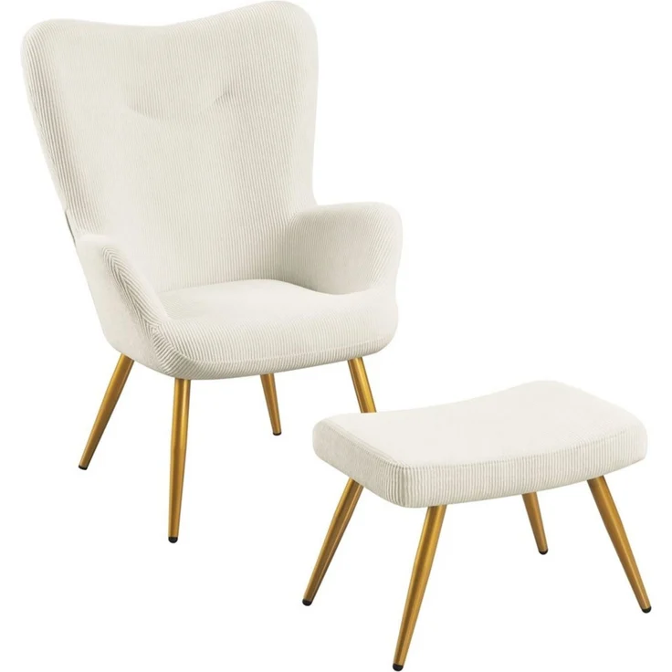 Yaheetech Relaxsessel Ohrensessel mit Hocker, Loungesessel mit Klappbarer Rückenlehne – Bild 2