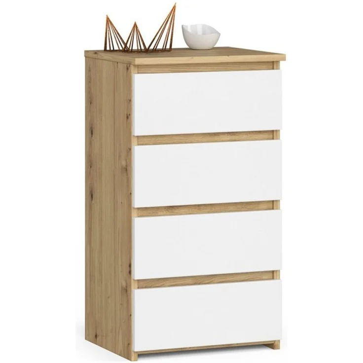 Home Collective Kommode 40 cm breit Holz Highboard Sideboard für Flur Schlafzimmer Wohnzimmer (Mehrzweckschrank Schrank schmal Kommode Schlafzimmer mit Schubladen), Kinderzimmer Organizer, 73 cm hoch mit 4 Schubladen Artisan Eiche-weiß – Bild 4