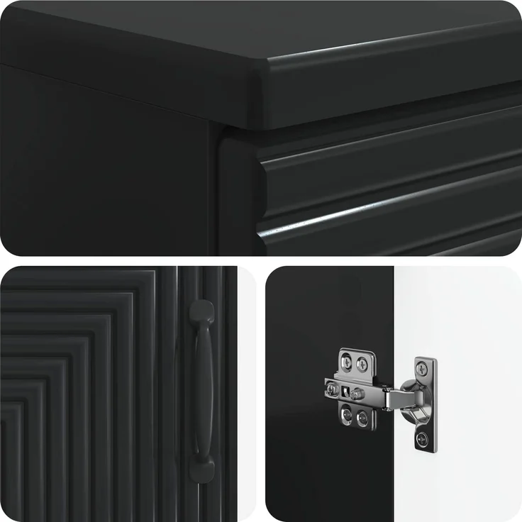 vidaXL 2-teiliges Badezimmer Schrank Set HAARLEM Schwarz Holzwerkstoff 3417613 – Bild 6