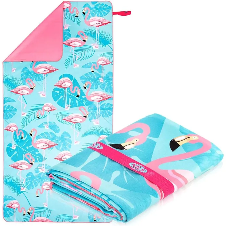 NILS Mikrofaserhandtuch Flamingos 160 × 80 cm für Strand Schwimmbad Sport