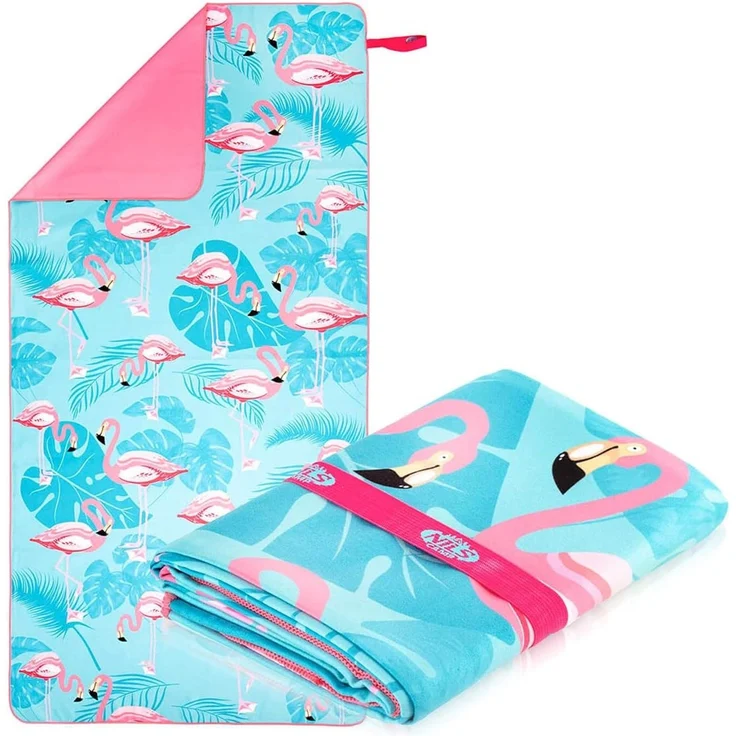 NILS Mikrofaserhandtuch Flamingos 160 × 80 cm für Strand Schwimmbad Sport – Bild 1
