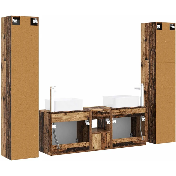 vidaXL Badezimmerschrank-Set 5 stk. Altholz 33 x 34,5 x 160 cm 3406041 – Bild 7