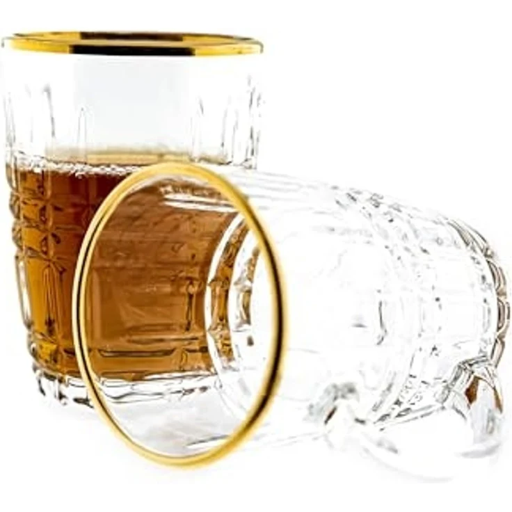 Sunay Teeglas 6er Gläser-Set mit Henkel 203 ml Transparent mit Muster – Bild 1