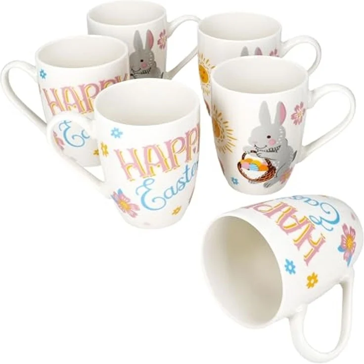 MamboCat Becher MamboCat 6er Set Easter Kaffeebecher 250ml Porzellan Ostern Hase bunt, Porzellan – Bild 1