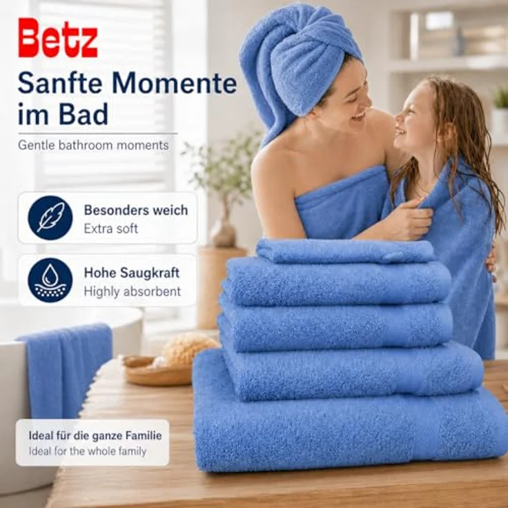 Betz Handtuch Set 5-TLG. Premium 1 Duschtuch 2 Handtücher 1 Gästetuch 1 Waschhandschuh, 100% Baumwolle – Bild 8
