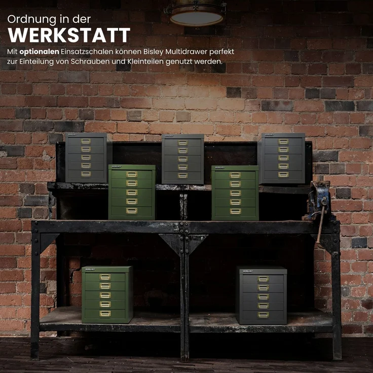 Bisley Multidrawer Schubladenschrank aus Metall mit 8 Schubladen DIN A4 ohne Sockel - Farbe: Silber, L298-355 – Bild 7