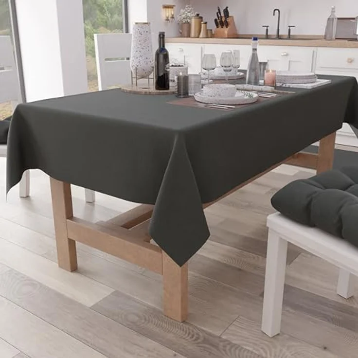 Petti Artigiani Italiani - Tischdecke, Küchentischdecke aus Baumwolle, einfarbig, rauchgrau X15 Plätze (140 x 300 cm) – Bild 1