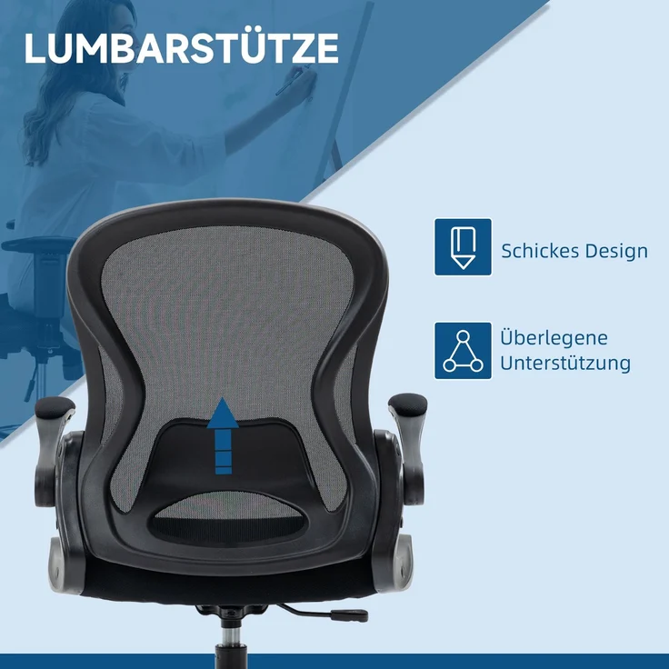 Zeichenstuhl, höhenverstellbarer Bürostuhl, mit Fußstütze, 59 cm x 65 cm x 122 cm, Schwarz--Schwarz--122x65x59cm--YOUDENOVA – Bild 8
