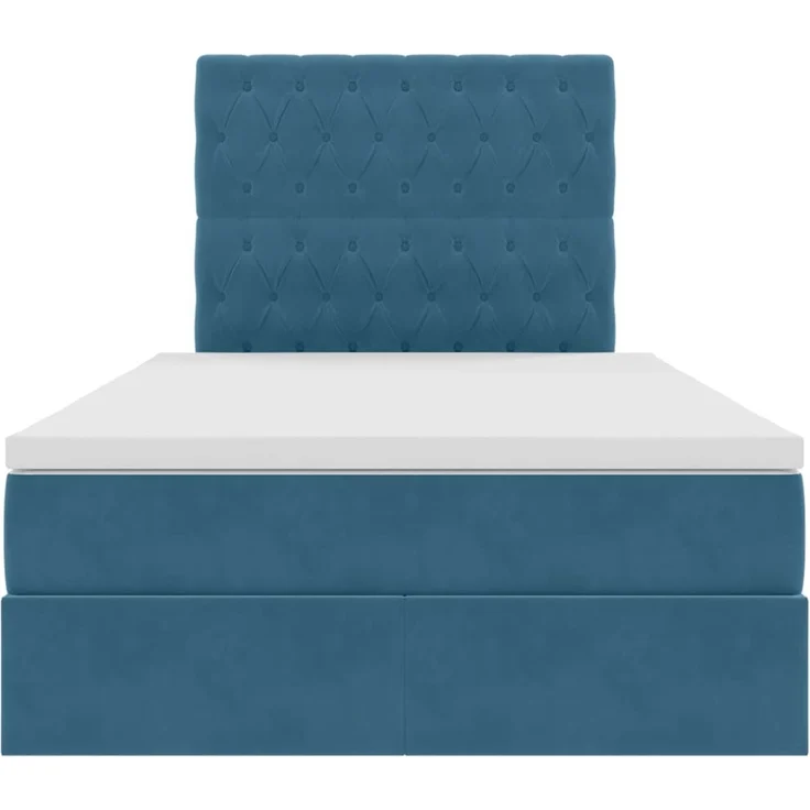 vidaXL Aufbewahrungsbett mit Matratze Dunkelblau 120 x 200 cm Samt 3372085 – Bild 7