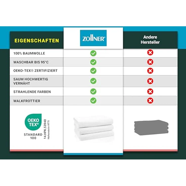 Zollner Duschtücher, Weiß, 70x140 cm, 100% Baumwolle, Oeko-Tex® Standard 100, hohe Saugfähigkeit, 400 g/m² – Bild 6