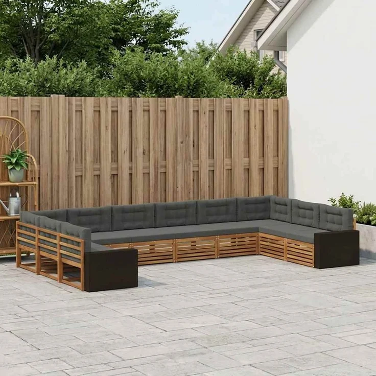 vidaXL Outdoor-Sofagarnitur 10 stk. 10-Sitzer Natur und Anthrazit 3383905 – Bild 1