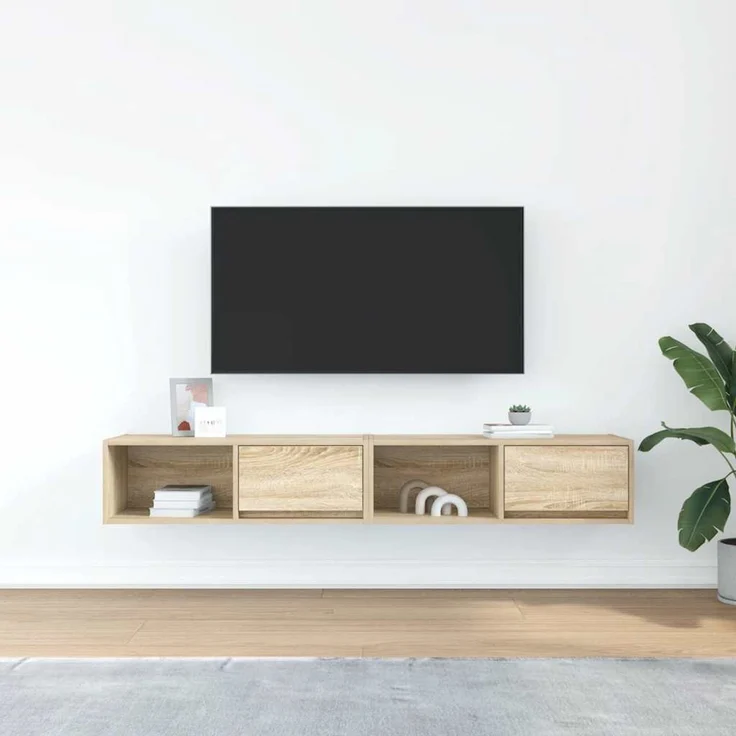 2 pcs TV-Schrank, Lowboard TV Sonoma-Eiche 80x31x25,5 cm Holzwerkstoff – Bild 3