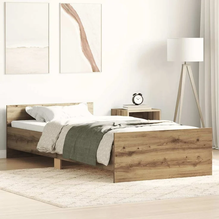 vidaXL Bettgestell ohne Matratze Artisan-Eiche 90x200cm Holzwerkstoff 857475 – Bild 1