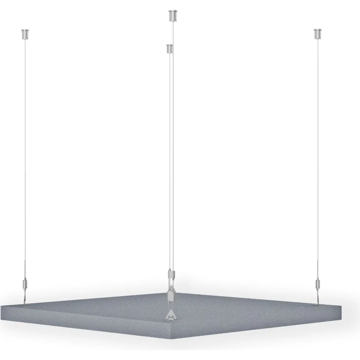 Rheinland Möbel FocusWall DAQ0808 – Quadratischer Akustik-Deckenabsorber 80×80 cm in Stofffarbe Slip inkl. Chrom-Stahlseilen - Made in Germany - Klasse A, Stoffbezug, schwer entflammbar – Bild 3