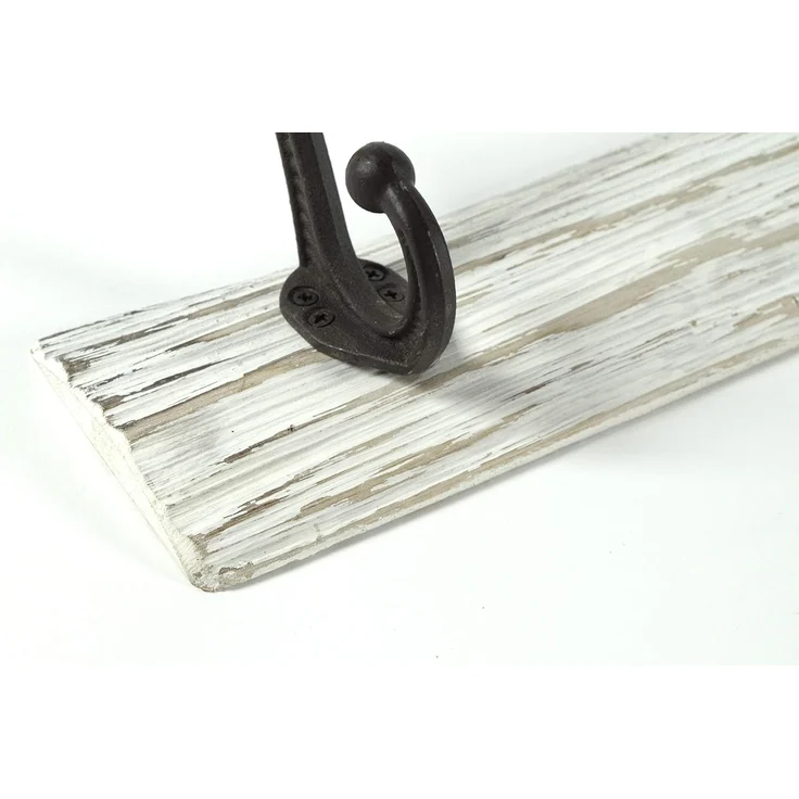 Kobolo Wandgarderobe Garderobe 2er Set VINTAGE Holz und Metall 4 Haken (2 St) – Bild 4