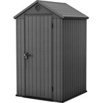 KETER Gartenhaus Darwin 4x4, 2,8 m², aus langlebigem Evotech Kunststoff mit Einzeltür und Belüftung, Gerätehaus, 25 x 184 x 205 cm, grau