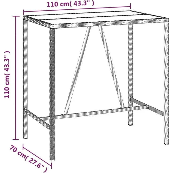 vidaXL 5-tlg. Gartenbar-Set mit Kissen Braun Poly Rattan 3200655 – Bild 5