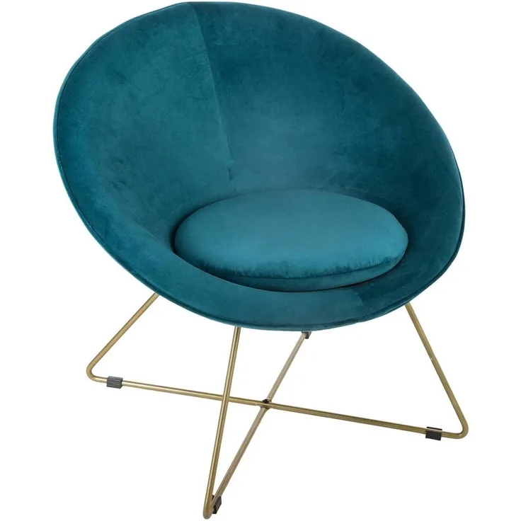 Sessel, Velours, Marineblau, Metallfüße, goldfarben, ausgefallenes Möbelstück