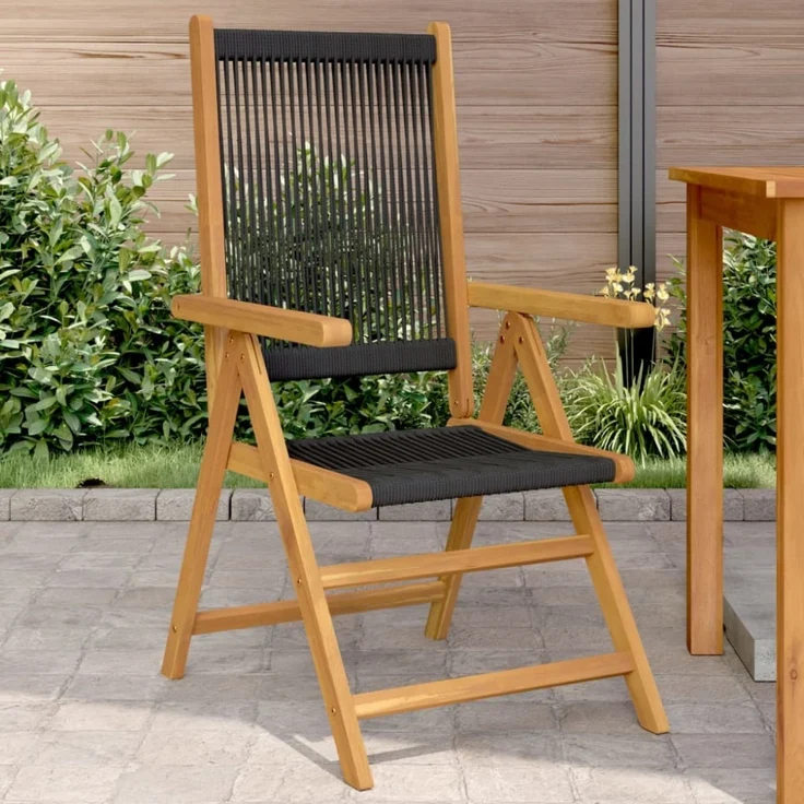 vidaXL Gartenstühle 2 Stk. Schwarz Massivholz Akazie und Polypropylen 367654 – Bild 1