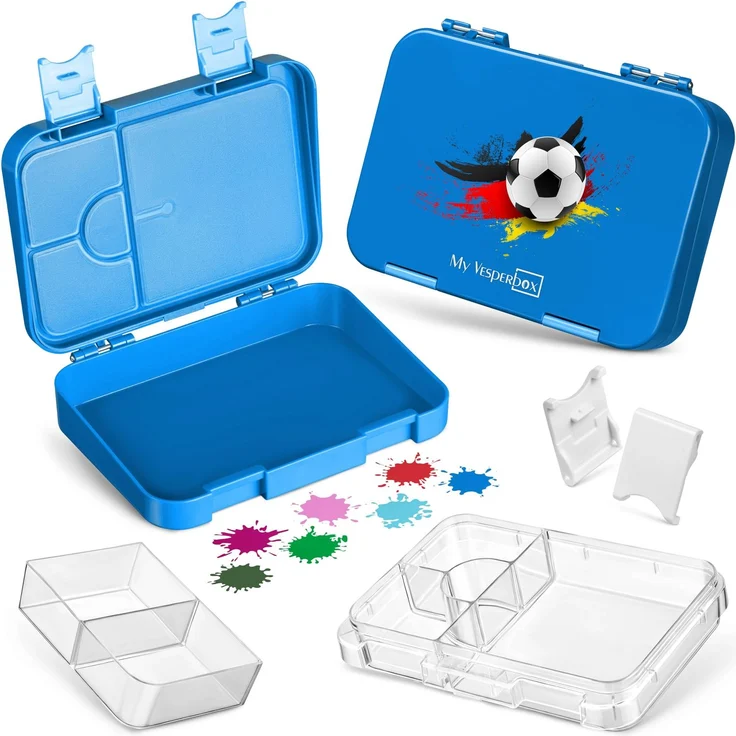 My Vesperbox® Brotdose für Kinder mit Fächern [LEN] - Lunchbox mit Trennfächern - Bento Box - Jausenbox - Brotzeitbox für Schule & Kindergarten - Vesperdose für Jungen & Mädchen