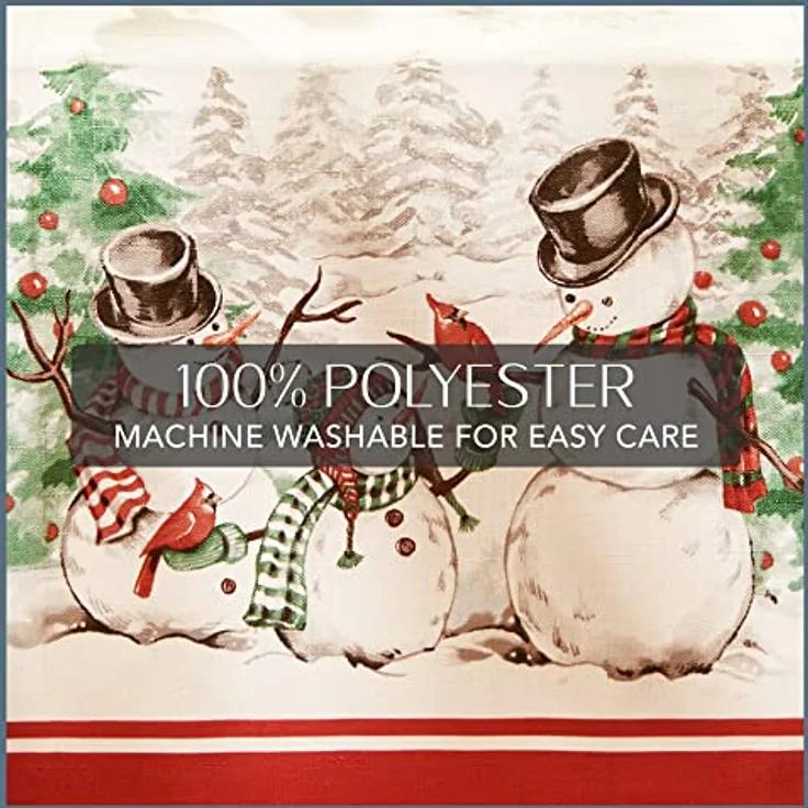 Elrene Home Fashions Snowman Winterland Holiday Snowflake Tischdecke, Polyester, Bunt, 60"x102" Rectangle (Tablecloth) – Bild 5