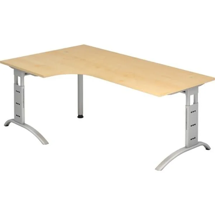 Winkeltisch FS82 C-Fuß 200x120cm 90° Ahorn Gestellfarbe: Silber