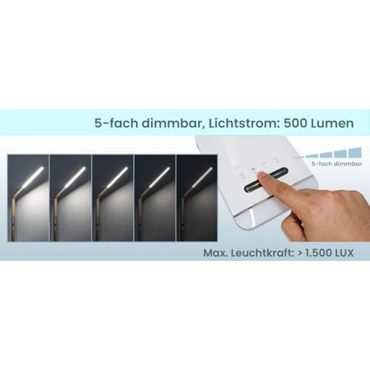 EAXUS LED Schreibtischlampe Tischleuchte mit RGB-Farbwechsel und Dimmfunktion, LED fest integriert, Variabel, warmweiß, Tageslichtweiß, kaltweiß, Display mit Uhrzeit, Datum, Temperatur – Bild 6