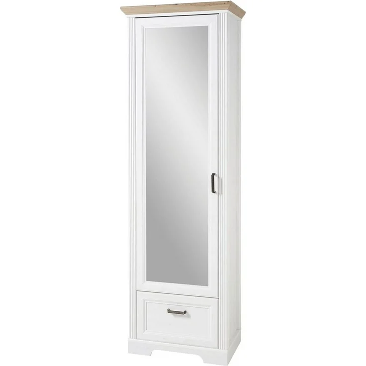 Garderobenschrank Jena / Jasmin, Holzwerkstoff, Weiß, Verspiegelt, 65 x 204 x 41 cm – Bild 5