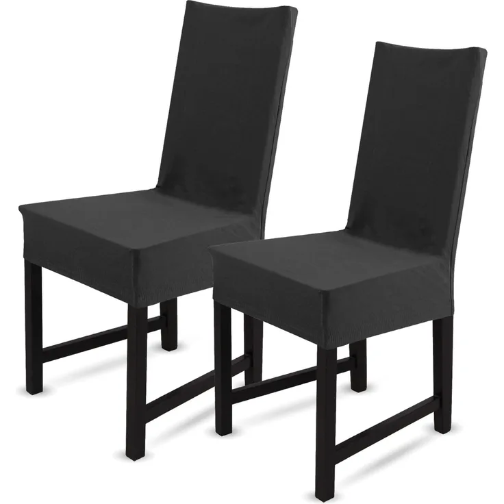 Stuhlhusse kurz - Baumwolle Schwarz - 2er Pack