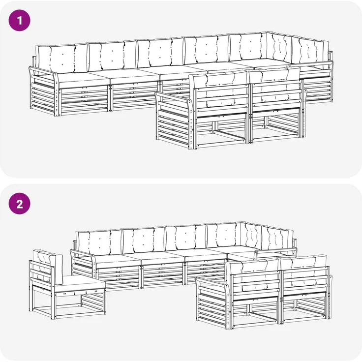 vidaXL Outdoor-Sofagarnitur 8 stk. 8-Sitzer Weiß und Anthrazit 3390687 – Bild 7